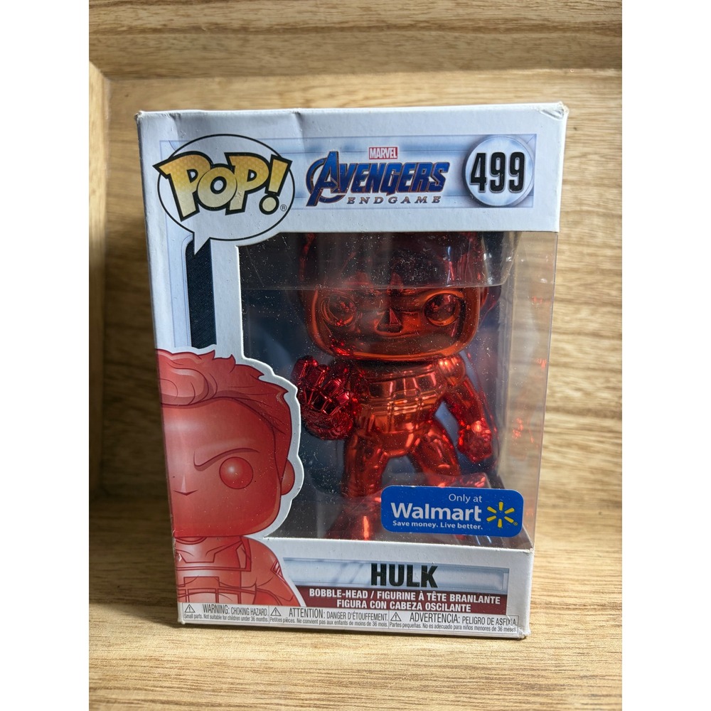 Funko Pop Marvel Avengers Endgame Hulk 499 Red Chrome Walmart Exclusive Bobble